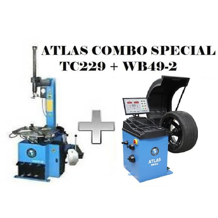Atlas Automotive Equipment Tc229 Rim Clamp Tire Changer + Wb49-2 Wheel Balancer Combo Package TCWB-COMBO6-FPD