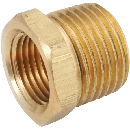 Anderson Metals 3/8'' MPT x 1/4'' FPT Yellow Brass Hex Reducing Bushing 756110-0604