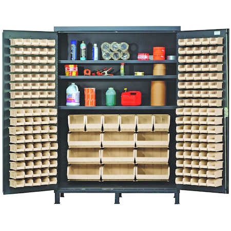 Quantum Storage Systems JUMBO STORAGE CABINET W/185 IVORY BINS QSC-60SIV