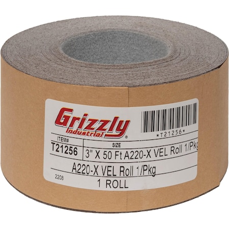 Grizzly 3" x 50' A/O Sanding Roll 220 Grit, H&L T21256
