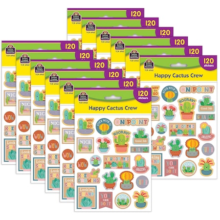 Teacher Created Resources Happy Cactus Crew Stickers, 120-Piece Set, 12PK 6962