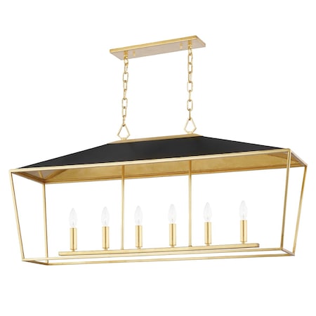 Hudson Valley Lighting Paxton 6 Light Linear 48 In. Gold Leaf/Black 5748-GL/BK
