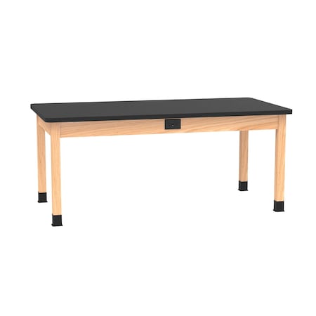 Diversified Spaces Plain Apron Table, Oak, Wood Frame, 60 in W, Black P722LBBK30E