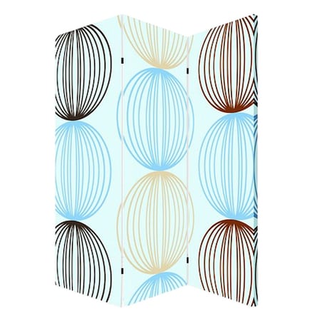 Homeroots 72" Blue Canvas Folding Three Panel Screen Room Divider 274626