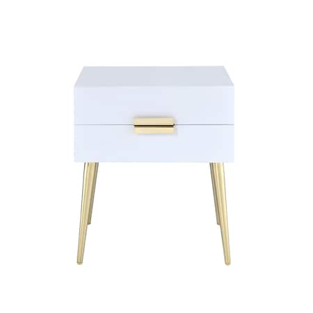 Homeroots 24" Gold And White End Table With Two Drawers 286384