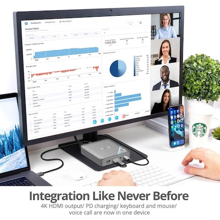Siig USB-C MULTITASK MINI DOCK WITH CONFERENCE SPEAKER, 4K HDMI, ONE TOUCH MUTE & VOL JU-DK0S11-S1