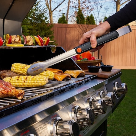 Mr Bar-B-Q Products Mr. BAR-B-Q Locking Tongs, Stainless Steel Blade, Stainless Steel, Plastic Handle, Ergonomic Handle 20162Y