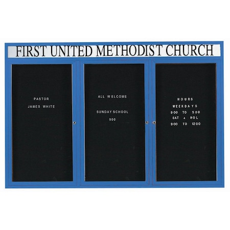 Aarco Outdoor Enclosed Directory w/ Al Frame Header, Powder Coated Blue, 48''Hx72''W OADC4872-3HB