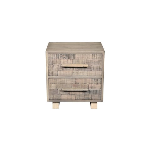 Homeroots 26" Gray Solid Wood Carved Geometric Two Drawer Nightstand 661248