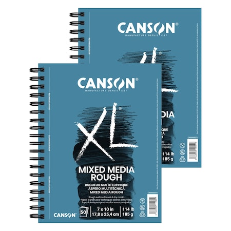 Canson XL Series Mixed Media Pad, Side Wire Binding, 50 Sheet, 7x10 inch, 2PK C400068372-06