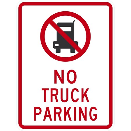 Lyle No Truck Parking (with Quaint Symbol), 18x24, High Intensity Prismatic, White G-10469-HI_18x24
