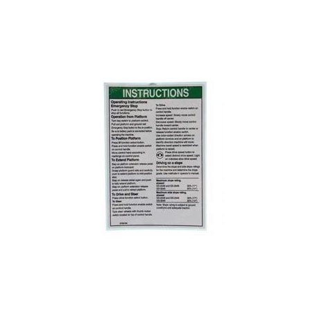 Genie REPLACEMENT DECAL, OPERATING INSTUCTIONS 1000143GT