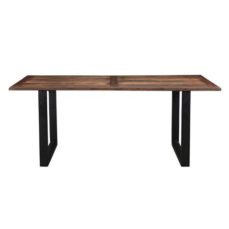 Homeroots 78" Dark Brown And Black Solid Wood Sled Base Dining Table 521831