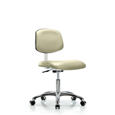 Blue Ridge Ergonomics Clean Room Chair Desk Chair, Vinyl, Chrm, Casters, Wht, CL10, 18" to 23" Height, Vinyl, Adobe White BR-CLR-VDHCH-CR-CC-8501