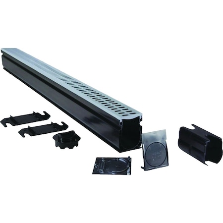 Nds 2-1/4'' x 6 Ft. Gray PVC Slim Channel Drain Kit 9206GKITRTL