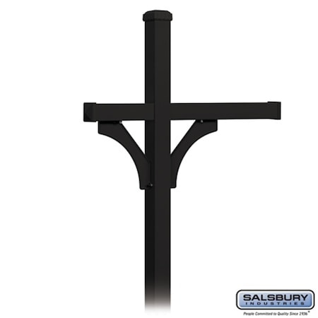 Daphnes Dinnette Salsbury  Deluxe Post 2 Sided - In-Ground Mounted - For - 3 Roadside Mailboxes - Black DA514520