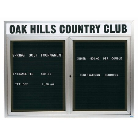Aarco Illuminated Enclosed Letter Board Directory w/ Clear Satin Anodized Al Frame and Header, 48''Hx60''W ADC4860HI