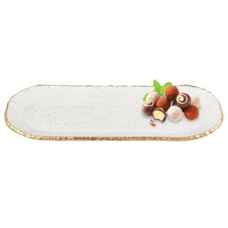 Homeroots 18 Mouth Blown Oval Edge Gold Leaf Platter 375746