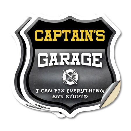 Signmission Captain's Garage I Can Fix Everything But Stupid, 6 inch X 6 inch, Vinyl Decal, 2PK SHI-D-2PACK-6-490-CAPTAIN
