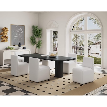 Manhattan Comfort Anna Square Faux Leather Dining Chair in Cream - Set of 2 2-DC058-CR