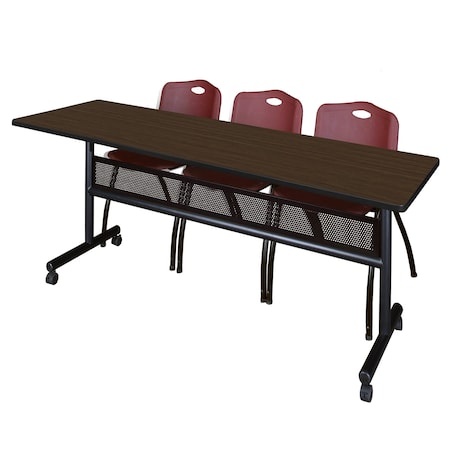 Regency Kobe Flip-Top Privacy Nesting Table W/ 2 M Stack Chairs, 84 in W, 24 in L, Neo Walnut MKFTM8424NW47BY