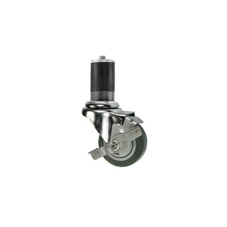 Service Caster 3'' SS Thermoplastic Rubber Swivel 1-5/8'' Expanding Stem Caster with Brake SCC-SSEX20S314-TPRB-TLB-158