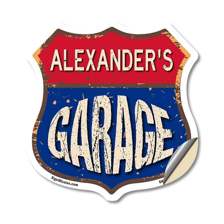 Signmission Alexander's Garage, 18 Inch X 18 Inch, Vinyl Decal SHI-D-18-383-ALEXANDER