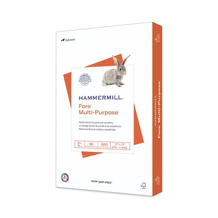 Hammermill/Hp Fore Multipurpose Print Paper, 96 Bright, 20 lb Bond Weight, 11 x 17, White, 500 Per Ream, 1 PK 10319-2