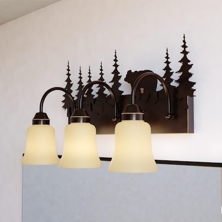 Vaxcel Bozeman 3 Light Bronze Rustic Bear Bathroom Vanity Fixture VL55703BBZ