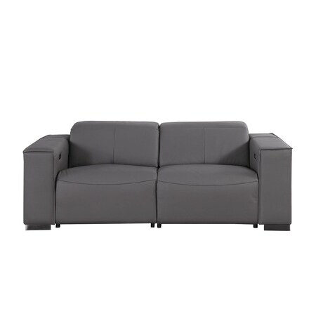 Homeroots 80in Black and Brown Leather Power Reclining Loveseat 720535
