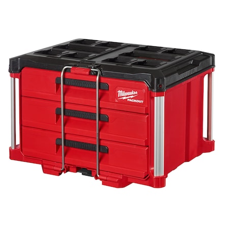 Milwaukee Tool PACKOUT 3-Drawer Tool Box, Polymer, Black/Red, 22-1/4 in W x 16-1/4 in D x 14-1/4 in H 48-22-8443