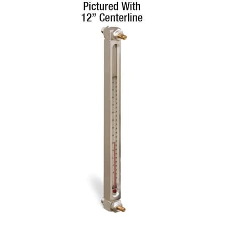 Oil-Rite Aluminum Liquid Level Gage, Card Thermometer & Shutoff, 36in. Centerline Distance, Viton Seals B3540-53600VA1W