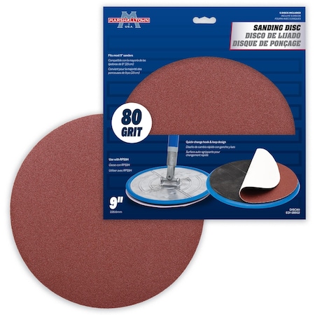 Marshalltown Sanding Disc, Premium Sanding Disc, Radial Sanding Disc, 9 inch Sanding Disc 80 Grit DISC80