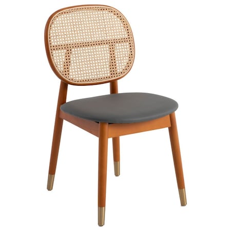 Leisuremod Holbeck Dining Chair with Upholstered Leather Seat and Beech Wood Legs, Grey HC18GR