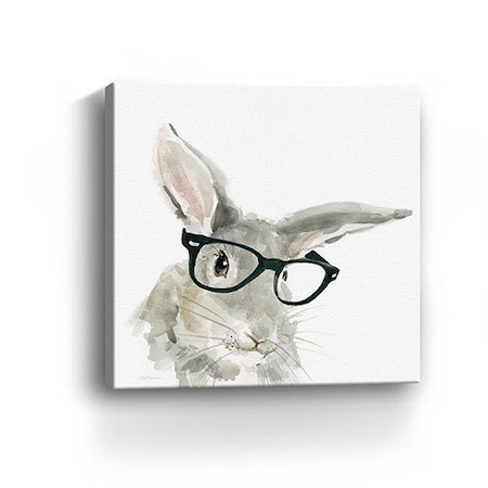 Homeroots 20" x 20" Watercolor Cutie Rabbit in Glasses Canvas Wall Art 398853