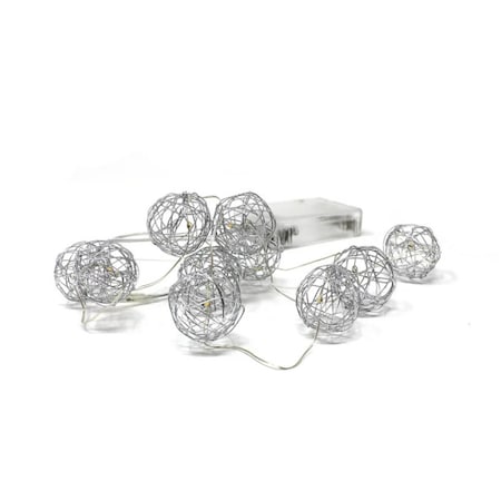 Elegani 10 LED Wire Ball String Light - 3ft Flexible Silver Copper Wire with 12 in. Lead, Mini Decorative PH-600052