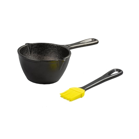Lodge Seasoned Cast Iron Melting Pot and Silicone Brush, 3PK LMPB21