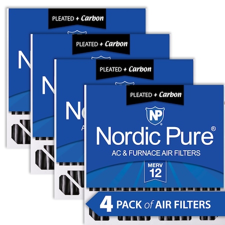 Nordic Pure 20x20x5 (4 3/8) Honeywell Replacement Furnace Filters MERV 12 Plus Carbon 4 Pack (20x20x5HPM12C-4)