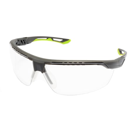 Pyramex Truflex, Safety Glasses, Anti-Fog, Clear Lens, Gray/Lime Frame SGL11310DT