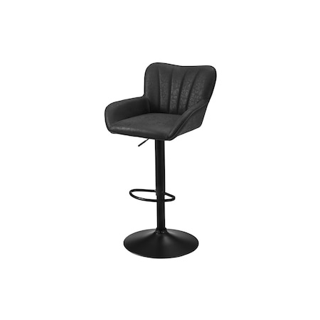 Monarch Specialties Barstool, Adjustable, Bar Height, Counter Height, Kitchen, Black Leather Look, Black Metal, 2PK I 2328