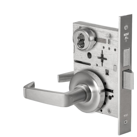 Best Grade 1 Dormitory Mortise Lock, 15 Lever, R Rose, SFIC Housing Less Core, Satin Chrome Finish, Fiel 45H7T15R626