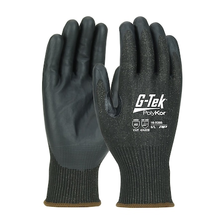 G-Tek Seamless Knit A5 PolyKor Xrystal Blended Glove w/NeoFoam Coated Grip on Palm&Fingers, Touchscr, 12PK 16-X585/XL