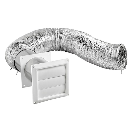 Lambro 4'' x 8ft UL 2158A Transition Duct Louvered Vent Kit 1379W