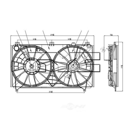Tyc Dual Radiator And Condenser Fan Assembly 622060