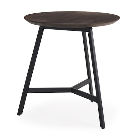 Homeroots 23" Espresso and Black Solid Wood and Metal Tray Table 605380