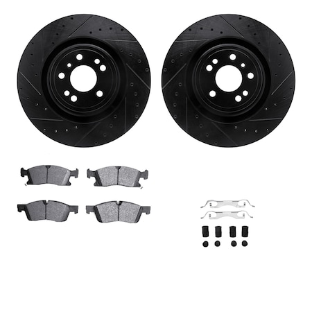 Dynamic Friction Co DFC Rotors-Drilled & Slotted-Black w/ EURO 5000 Ceramic Brake Pads Incl Hdw 8612-63088