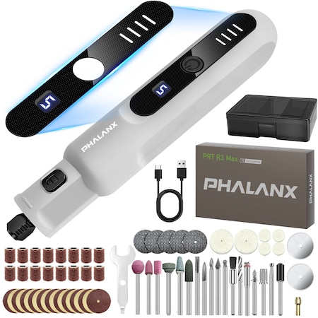 Edendirect 3.7V Cordless Rotary Tool Kit - 70 Pieces, LED Light, Adjustable Speed With Grey ED- R3 Max Grey