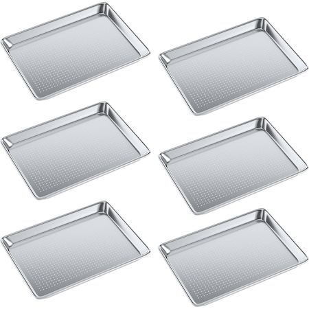 Amgood 13 in. x 18 in. Half Size Perforated Aluminum Bun / Sheet Pan, 6PK AMG PBP-19G-1813-6PK-Z