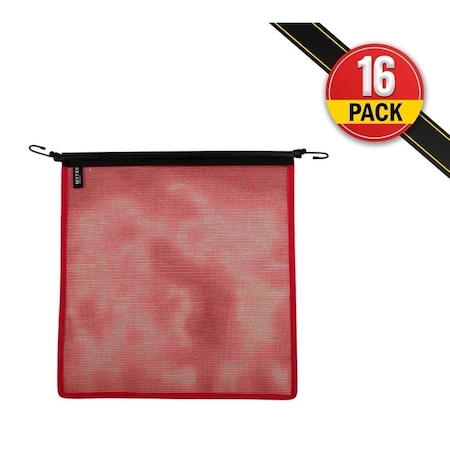 Mytee Products Red Safety Flag w/Bungees Cord DOT Compliant-18ft x 18ft Mesh Warning Flag, 16PK VMF-Bx16