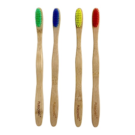 Pursonic 4 Pack Eco Bamboo Toothbrushes with Soft Nylon Bristles BBTB4